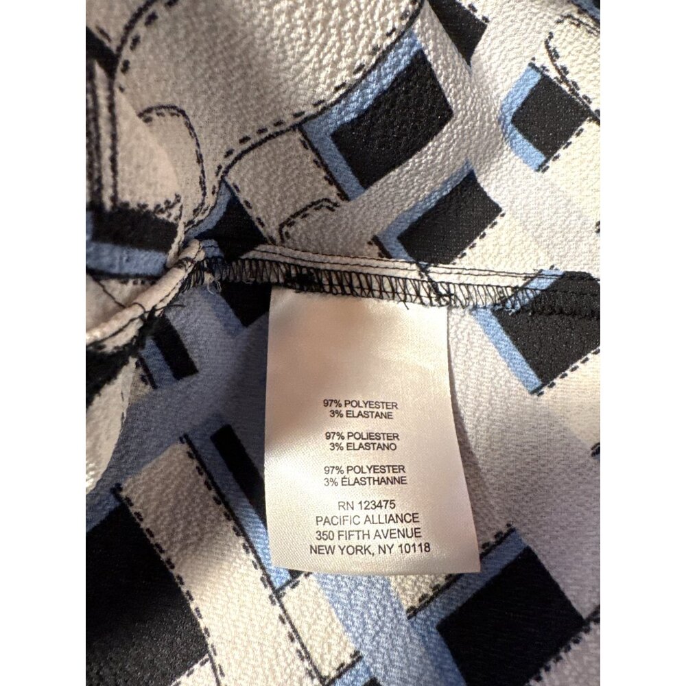 Jones New York Womens Button Up Blouse Tie Front Black Blue Patterned Size M - Picture 8 of 10